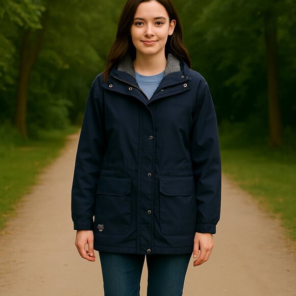 Far West 10k Drizone Hooded Outdoor Jacket Navy Blue -Med - Picture 1 of 5